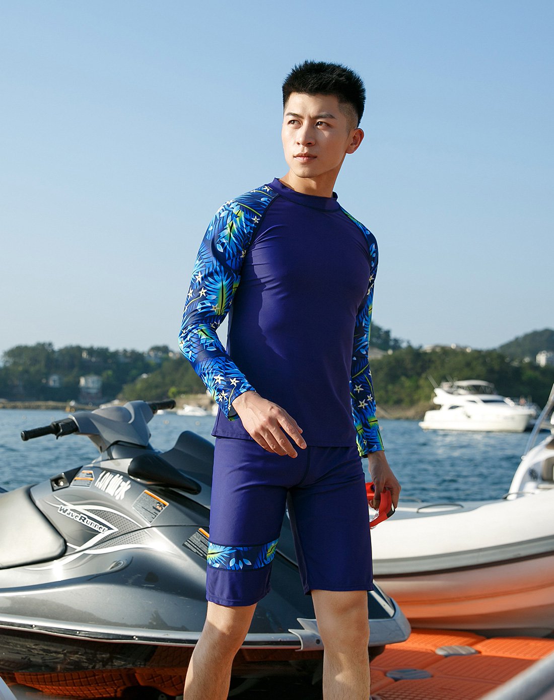 泰迪珍藏温泉泳装上新专场 泰迪珍藏 长袖防晒 男士泳衣套装 男款泳衣