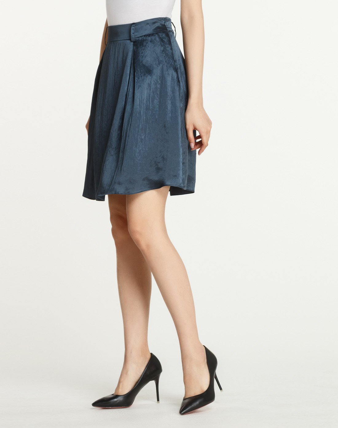 恩裳简约时尚腰部系带百褶裙半身裙