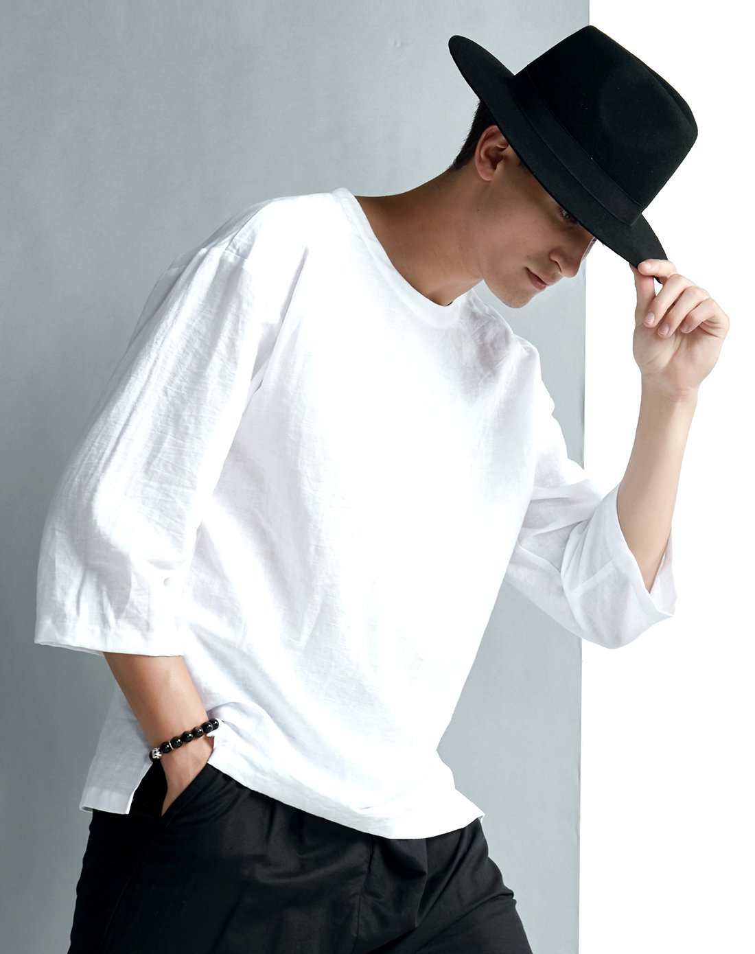 棉麻宽松蝙蝠衫舒适薄款中国风七分袖男士衬衫