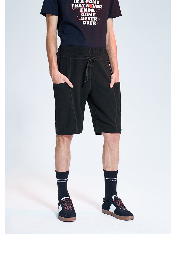 hla jeans舒适休闲中裤2018夏季新品男装简约时尚五分裤男海澜之家旗