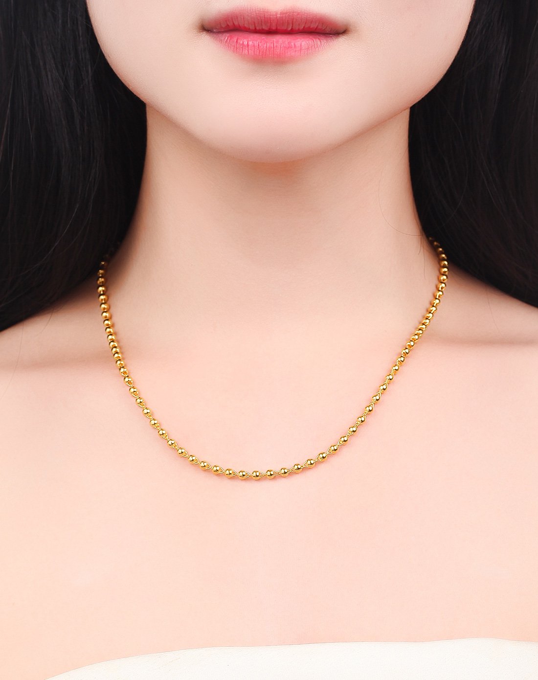 千禧之星millennium star珠宝专场千禧之星 大气圆珠足金黄金项链结婚