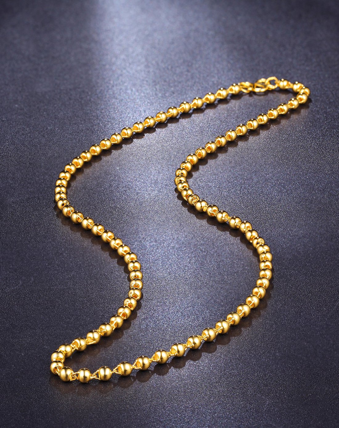 千禧之星 大气圆珠足金黄金项链结婚金链子