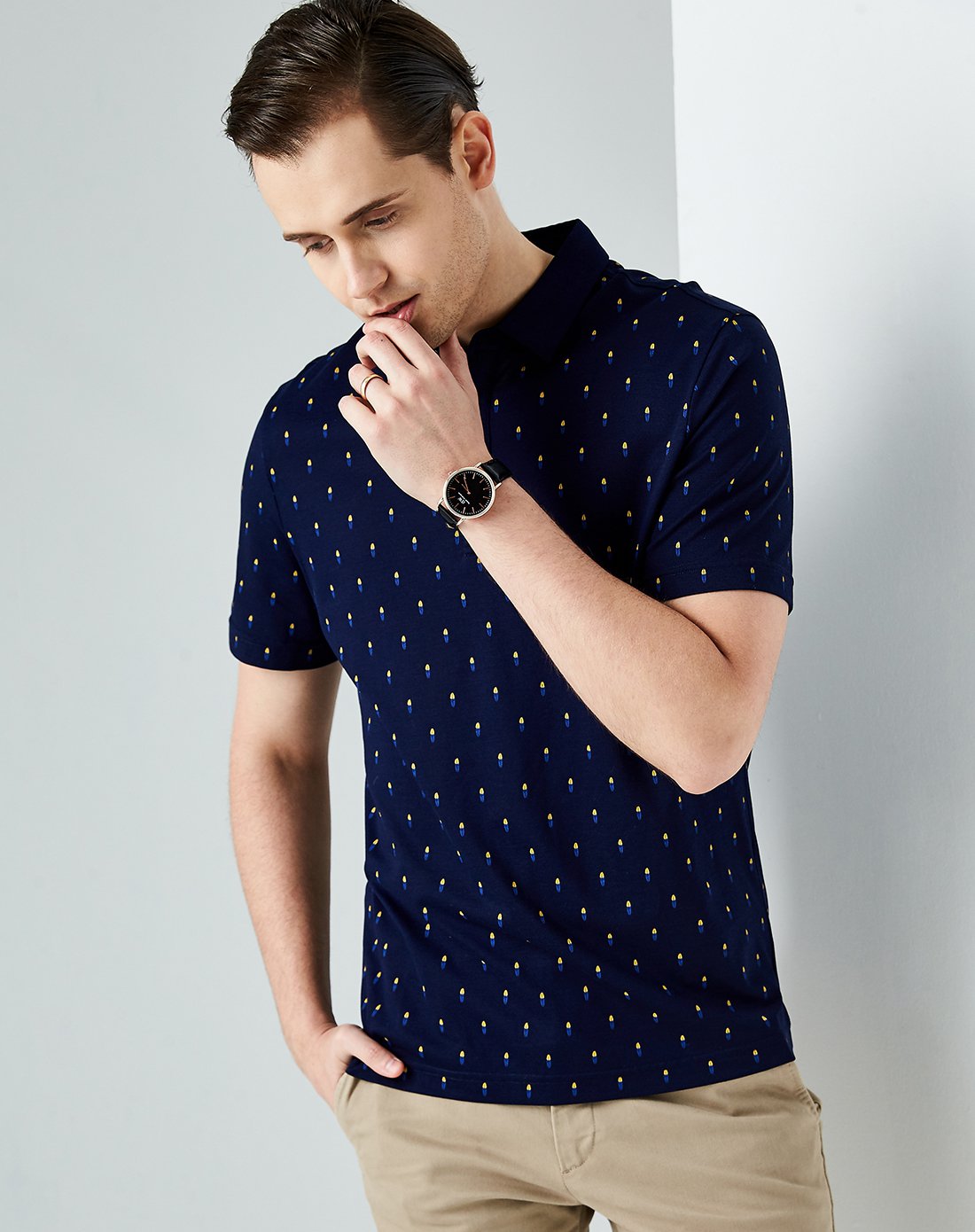 翻领polo领商务男衫