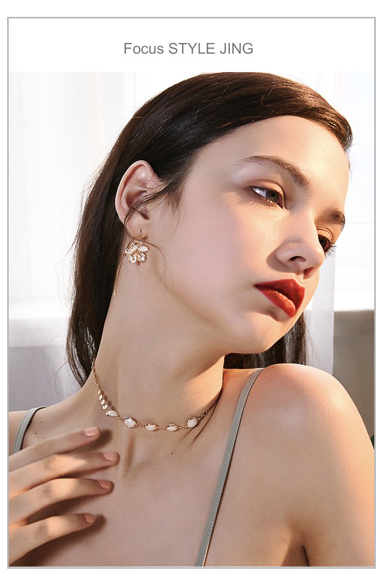 静风格花间梦耳勾款滴釉花朵耳环女长款耳坠时尚甜美清新耳挂耳饰品