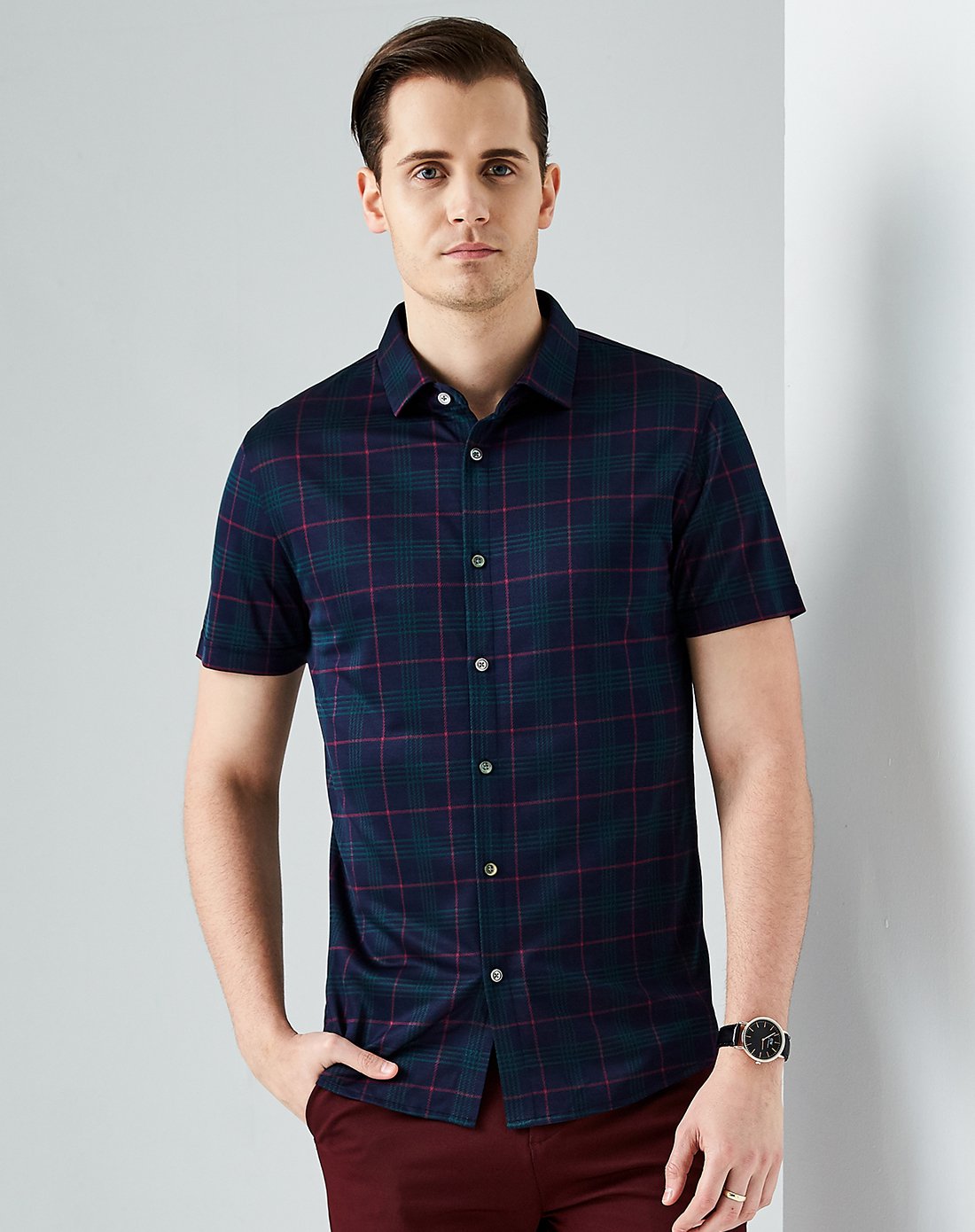 翻领polo领桑蚕丝商务男衫