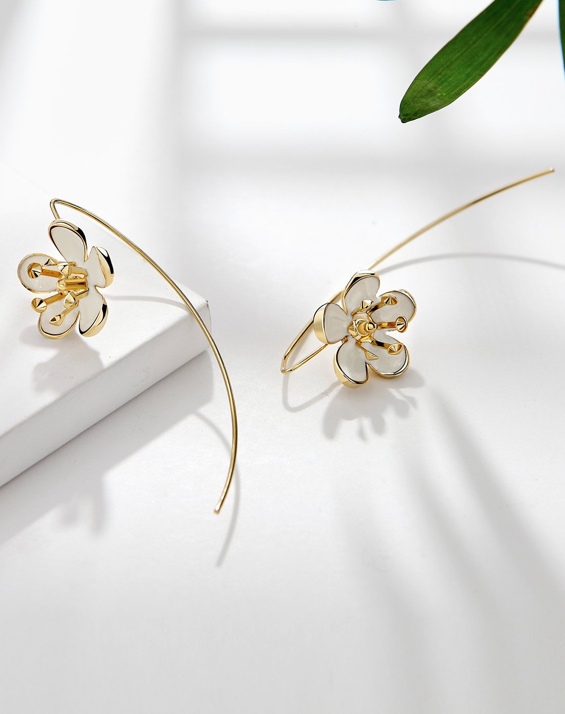 静风格花间梦耳勾款滴釉花朵耳环女长款耳坠时尚甜美清新耳挂耳饰品