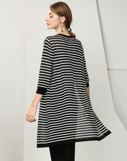 tendre夏日焕新,钜惠来袭简约随性百搭条纹长袖开衫jx77510112_唯品会