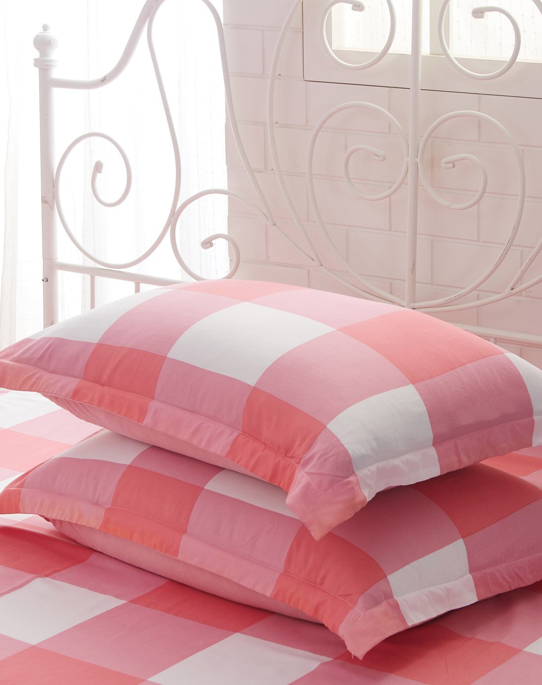 美丝纺布艺装饰-特惠专场四季简约格子水洗棉床上用品四件套sjt-yjqx