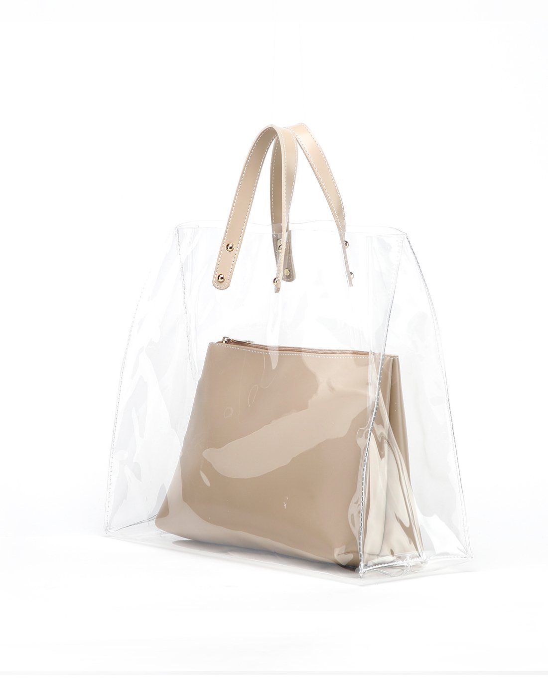 2018新款简约透明pvc子母包手提女包