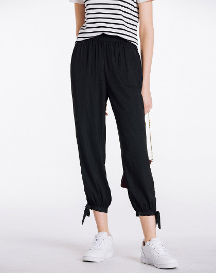 弹力松紧裤脚阔腿哈伦休闲长裤女款休闲裤