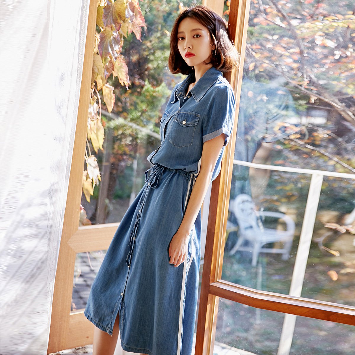 2018夏季新款韩版女装夏装春夏学院风显瘦优雅气质淑女文艺休闲系带单