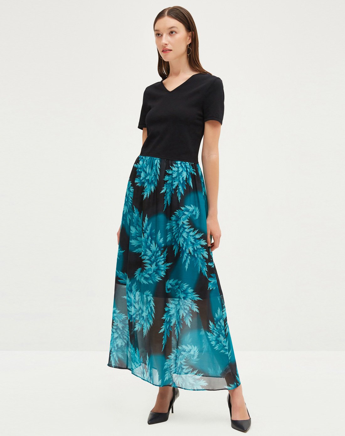 舒朗 气质时尚印花桑蚕丝连衣裙