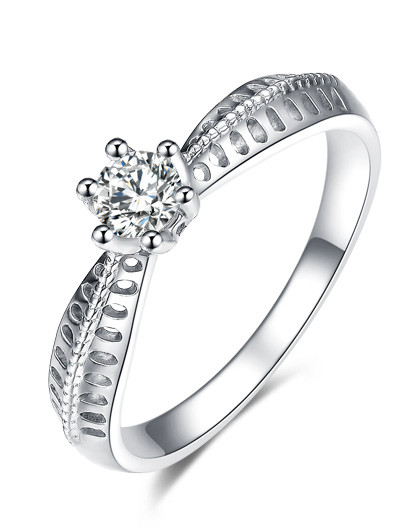 佐卡伊 19分f-g色六爪镶嵌钻石女戒/婚戒钻戒