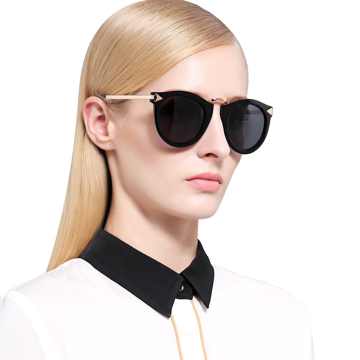 帕森太阳眼镜女 复古时尚女士潮流驾驶偏光镜 大框圆脸防晒墨镜