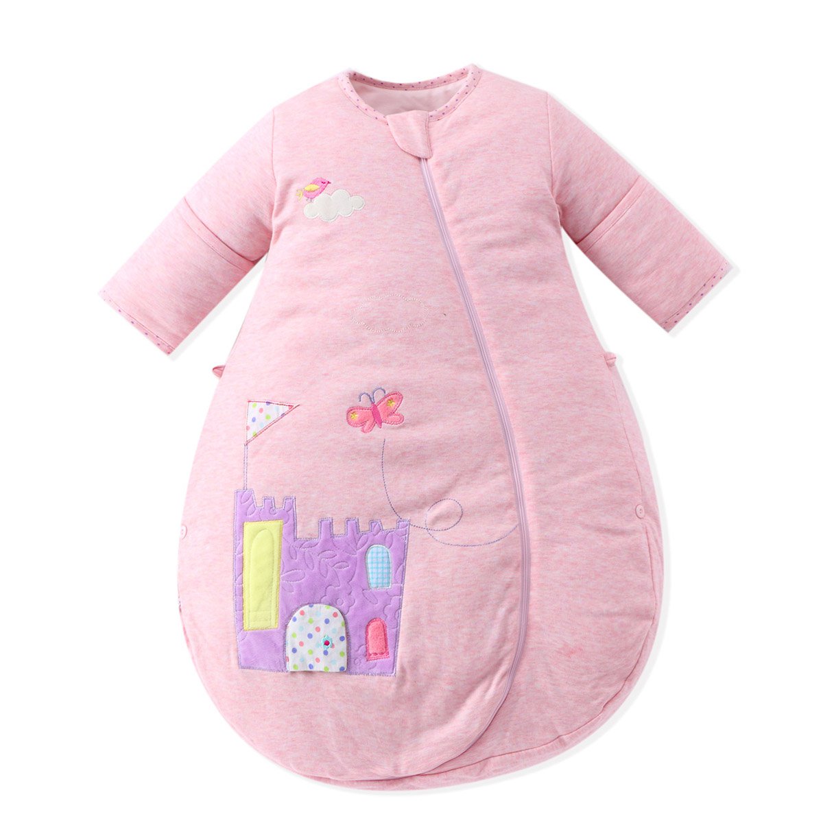 米乐鱼 婴儿睡袋 一体立体可拆袖双层儿童睡袋春秋款 宝宝防踢被防