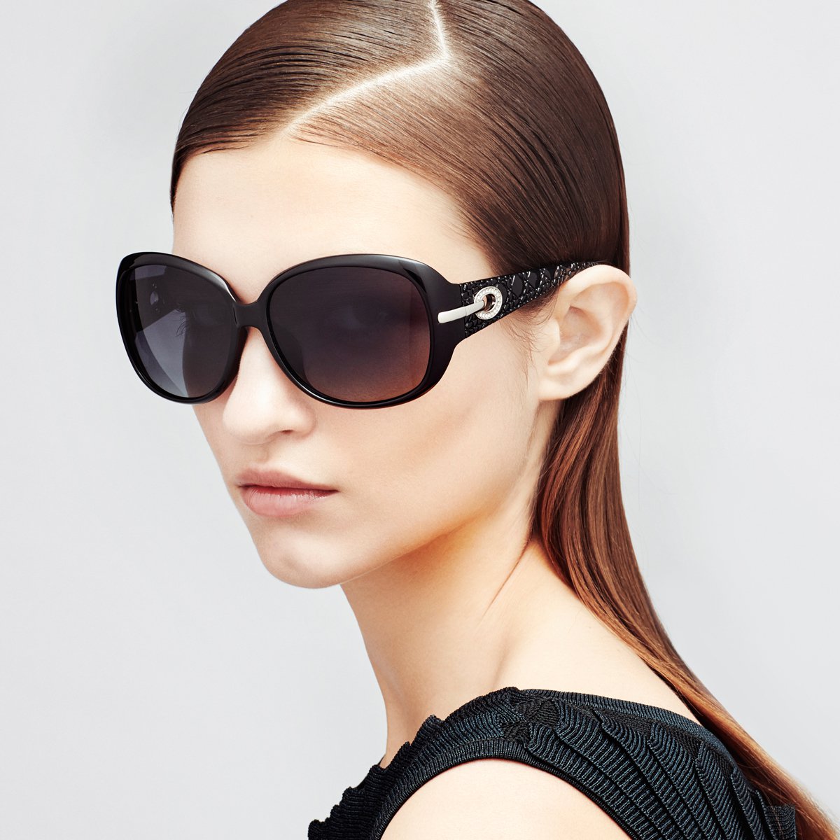 帕森时尚防晒偏光太阳眼镜 女 优雅水钻大框墨镜潮流司机驾驶镜