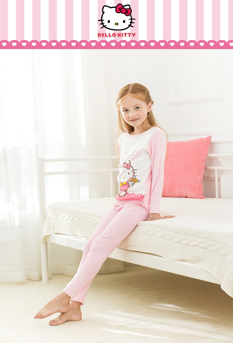 hello kitty女童纯棉内衣套装 儿童内衣家居服套装