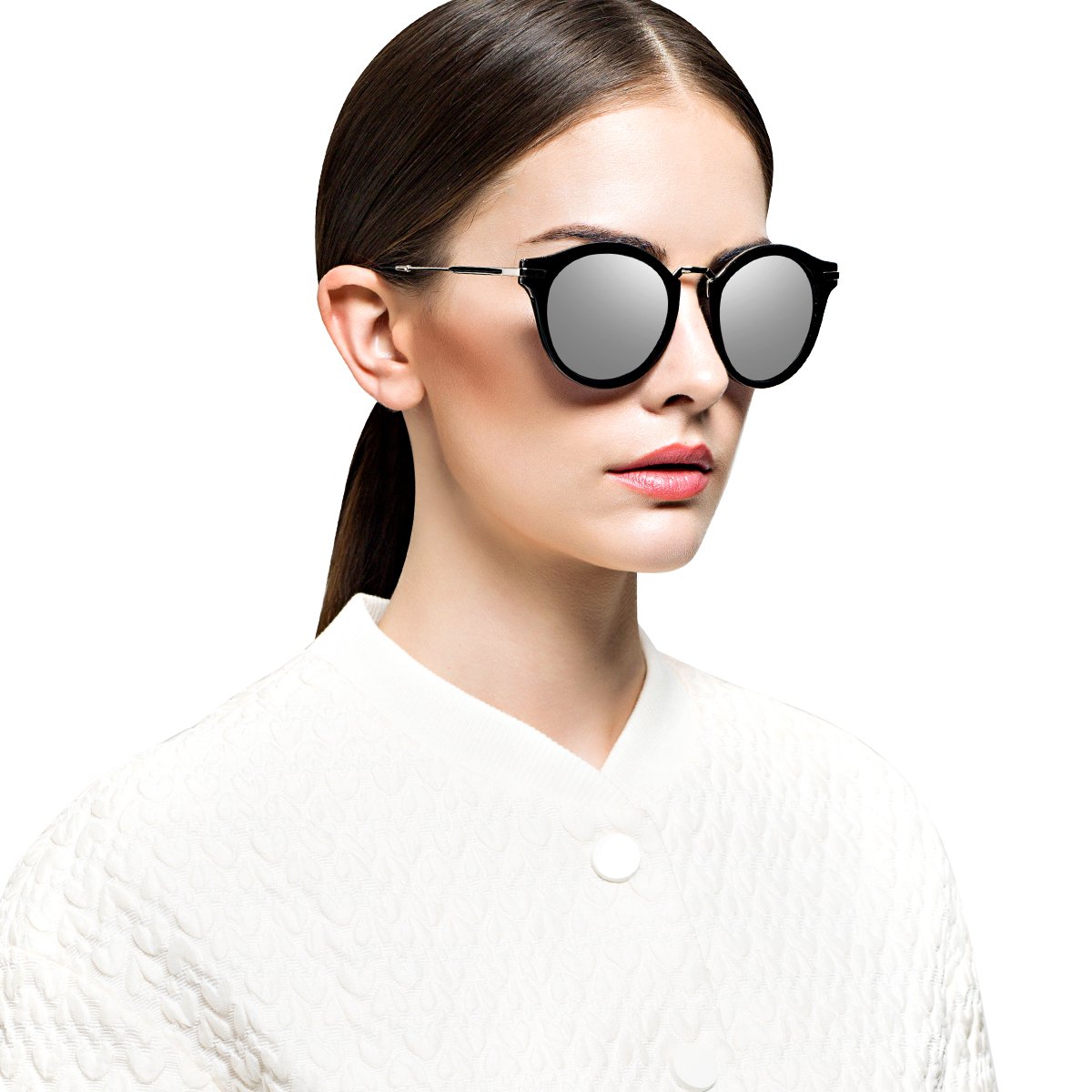 帕森parzin眼镜专场帕森偏光太阳镜女 情侣款时尚复古圆框炫彩膜轻盈