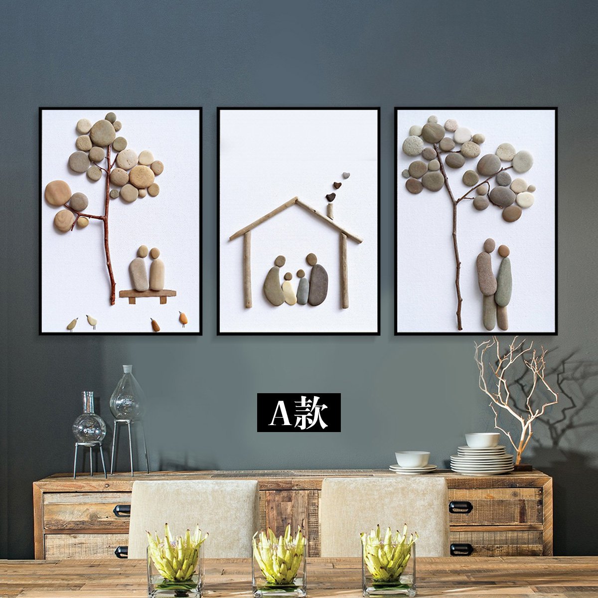 客厅装饰画沙发背景墙画现代简约创意壁画石头小清新卧室餐厅挂画