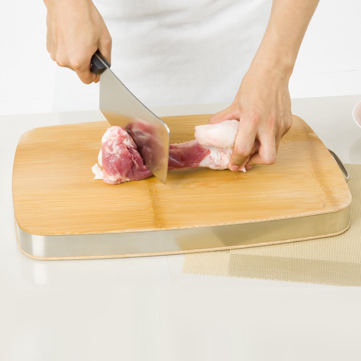 原义加厚剁骨板整竹无拼接 不锈钢包边防裂耐用 剁骨板菜板