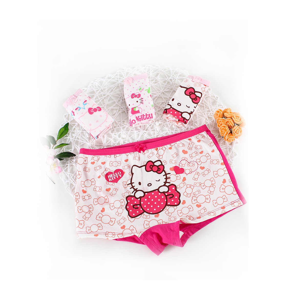 hello kitty女童内裤儿童内裤平角内裤女(4条装)