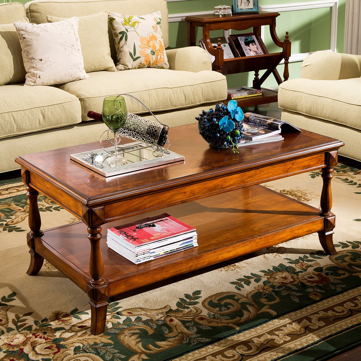 经典美式复古小户型双层茶几