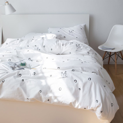 全棉水洗棉单品纯棉被罩单个被套单件足迹