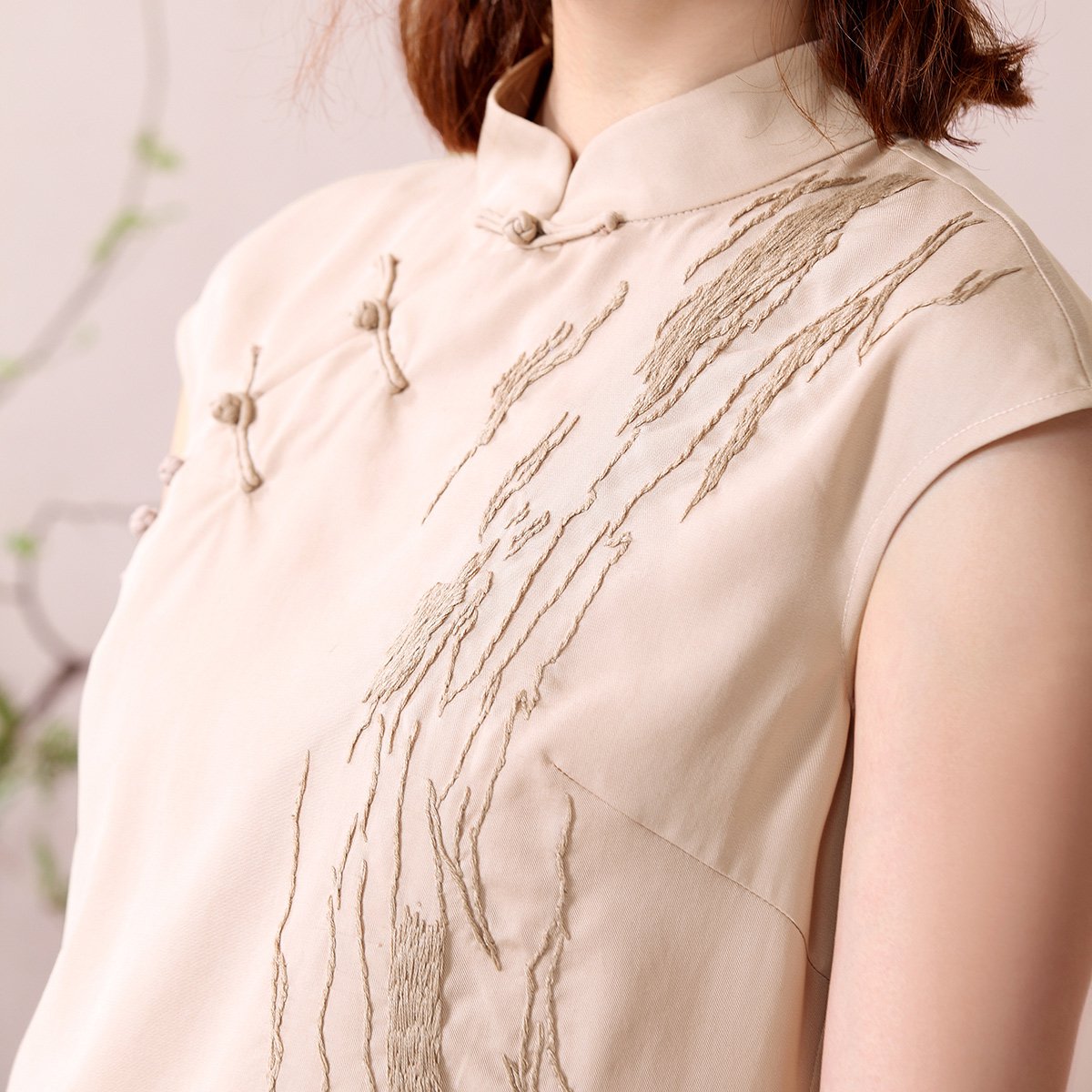 原创文艺复古原身小盖袖改良式旗袍连衣裙