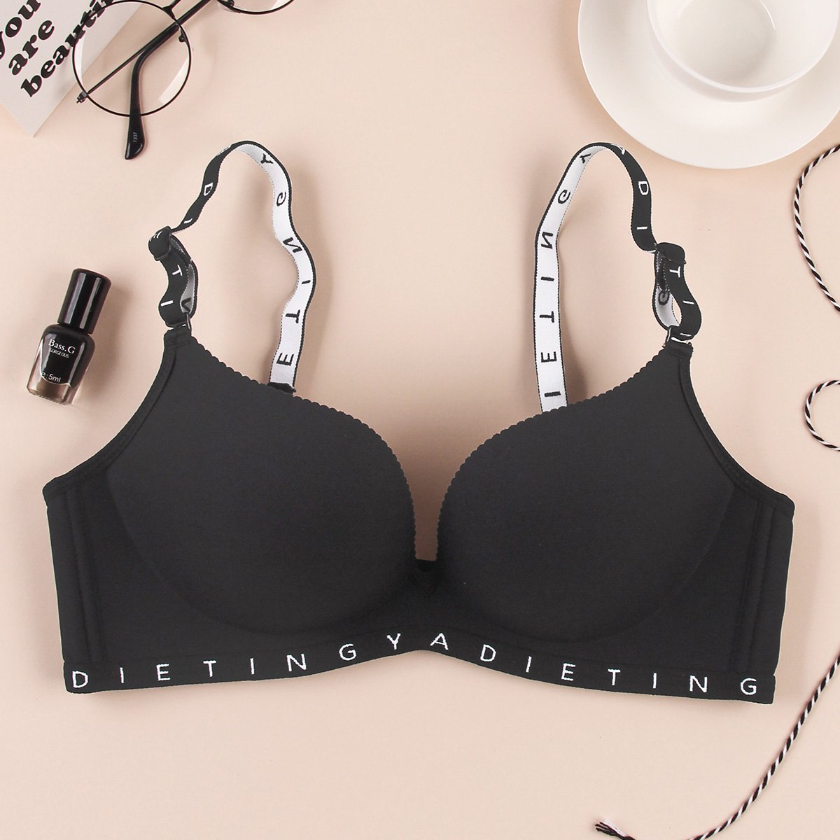 字母运动肩带内衣聚拢无痕少女胸罩无钢圈文胸