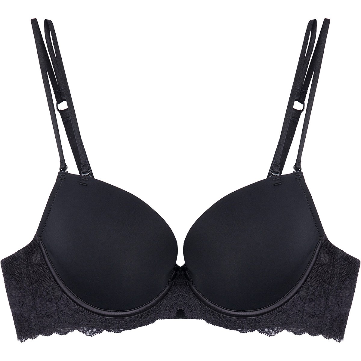 [侧收聚拢]布迪设计性感蕾丝光面无痕文胸上薄下厚内衣