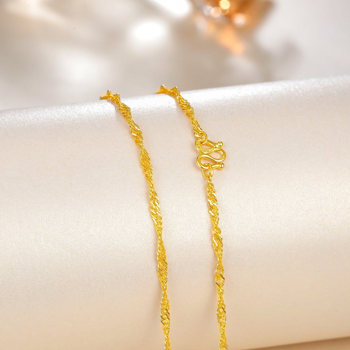 梦金园万纯 足金999.9水波纹链黄金项链(计价)