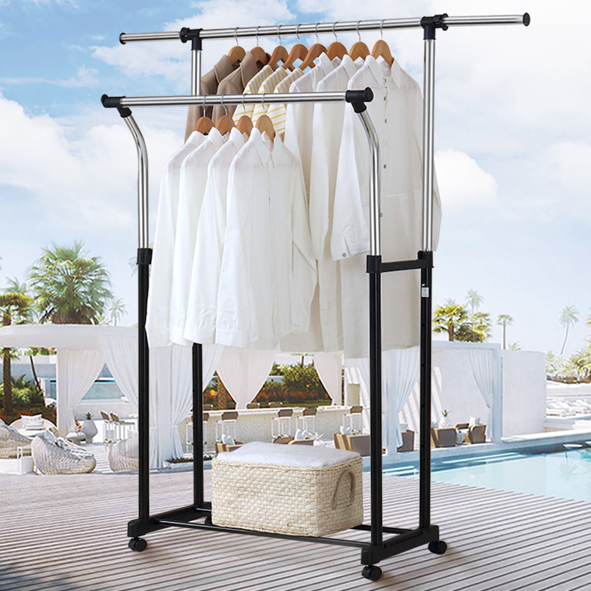 溢彩年华 加粗外翻管可伸缩升降晾衣架 晒衣架落地卧室挂衣架 阳台晾