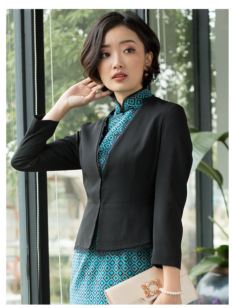 夏若晴 春季外搭女短款小西装旗袍外搭开衫外套