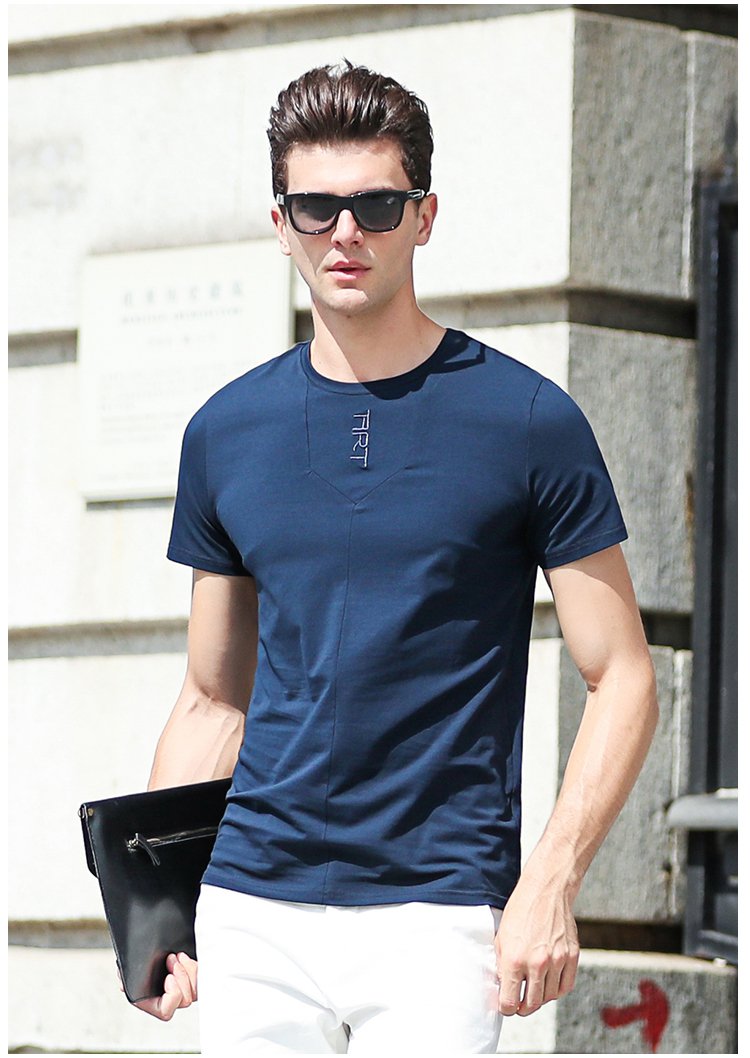 年新款清爽简约纯色圆领男士短袖商务休闲男士t恤 适用季节: 夏 款式