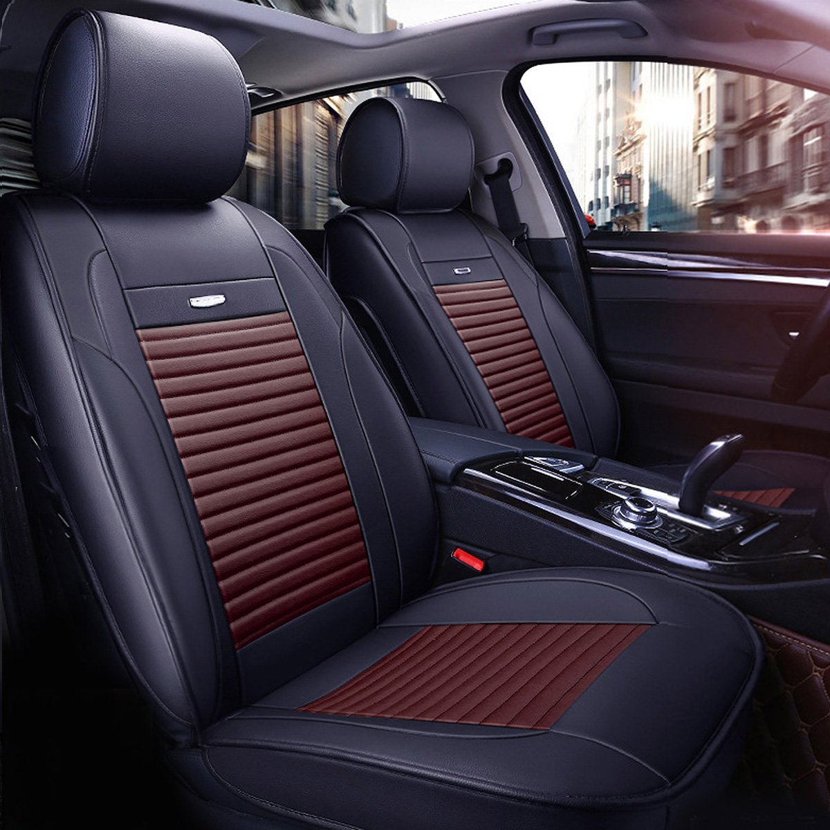 高档拼色横条纹商务五座小车通用司机通用全包座垫汽车坐垫座套座椅套