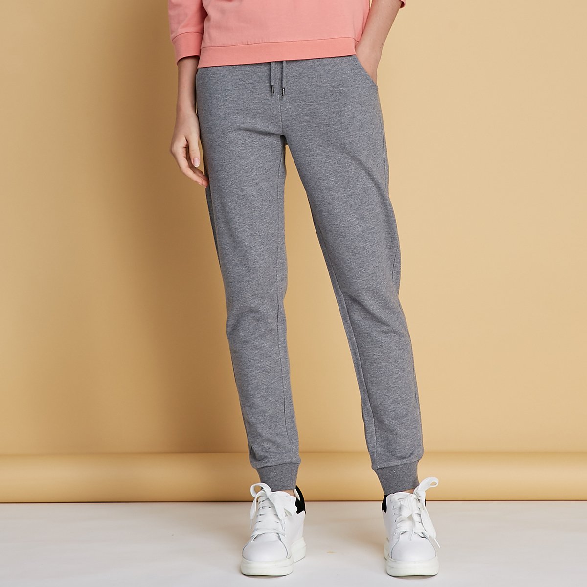 真维斯秋装 女士纯棉慢跑松紧针织运动休闲裤