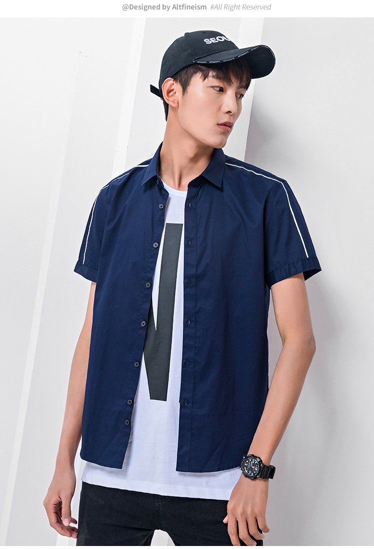 常规纯色日常便服常规日常青春活力男式衬衫