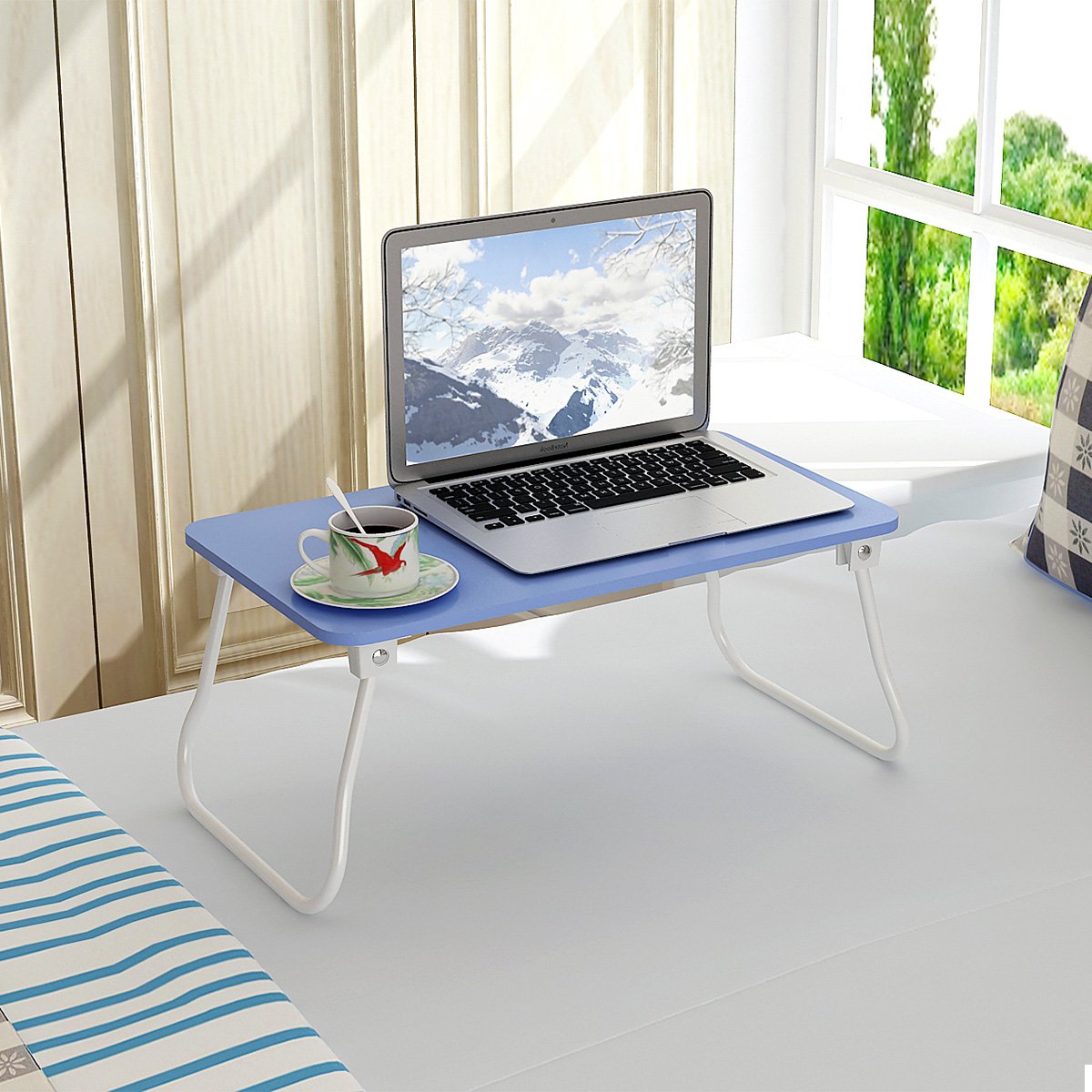 可折叠u型腿床上电脑桌 简易折叠小书桌