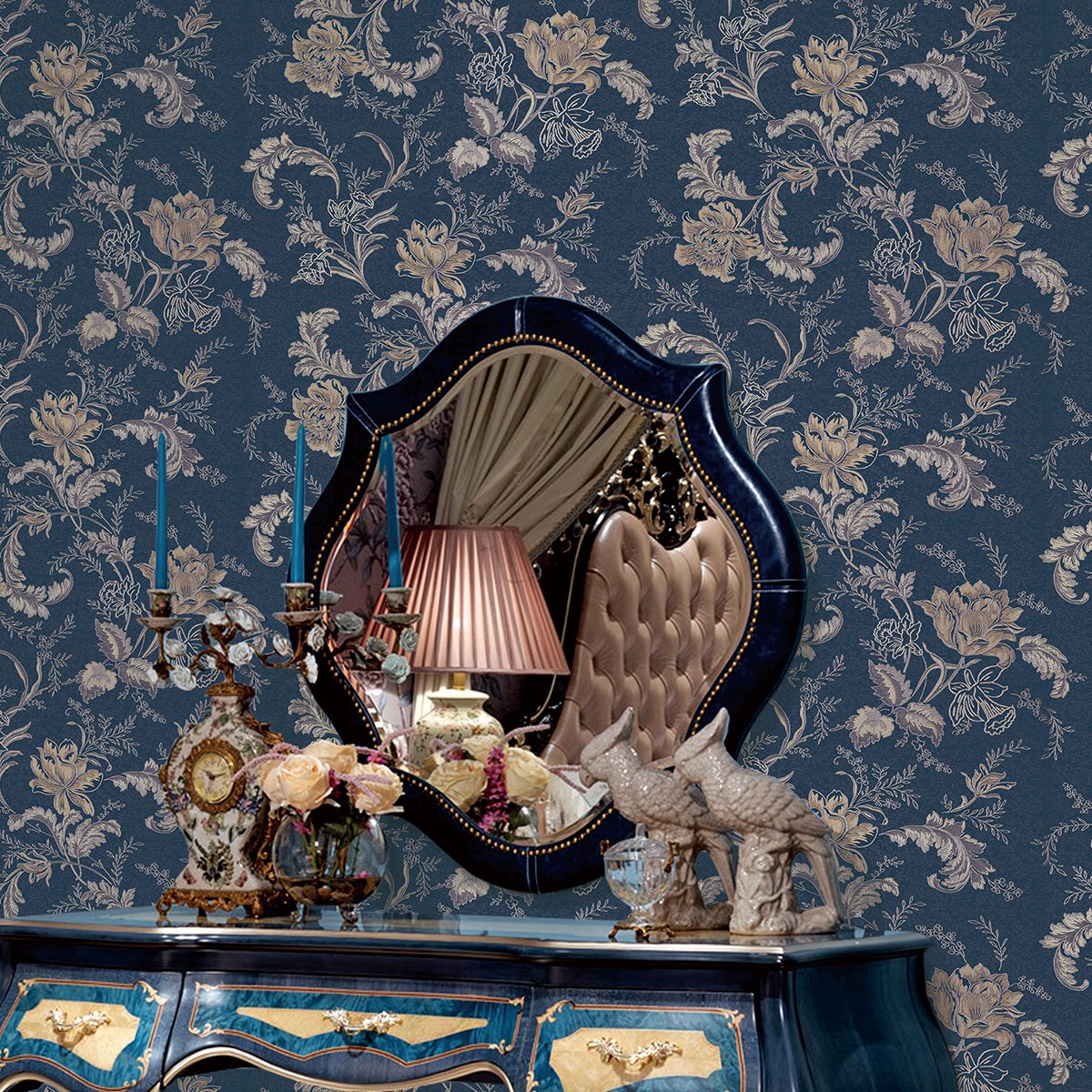 欧式复古精美刺绣墙布客厅卧室背景墙布风景如画b37-18