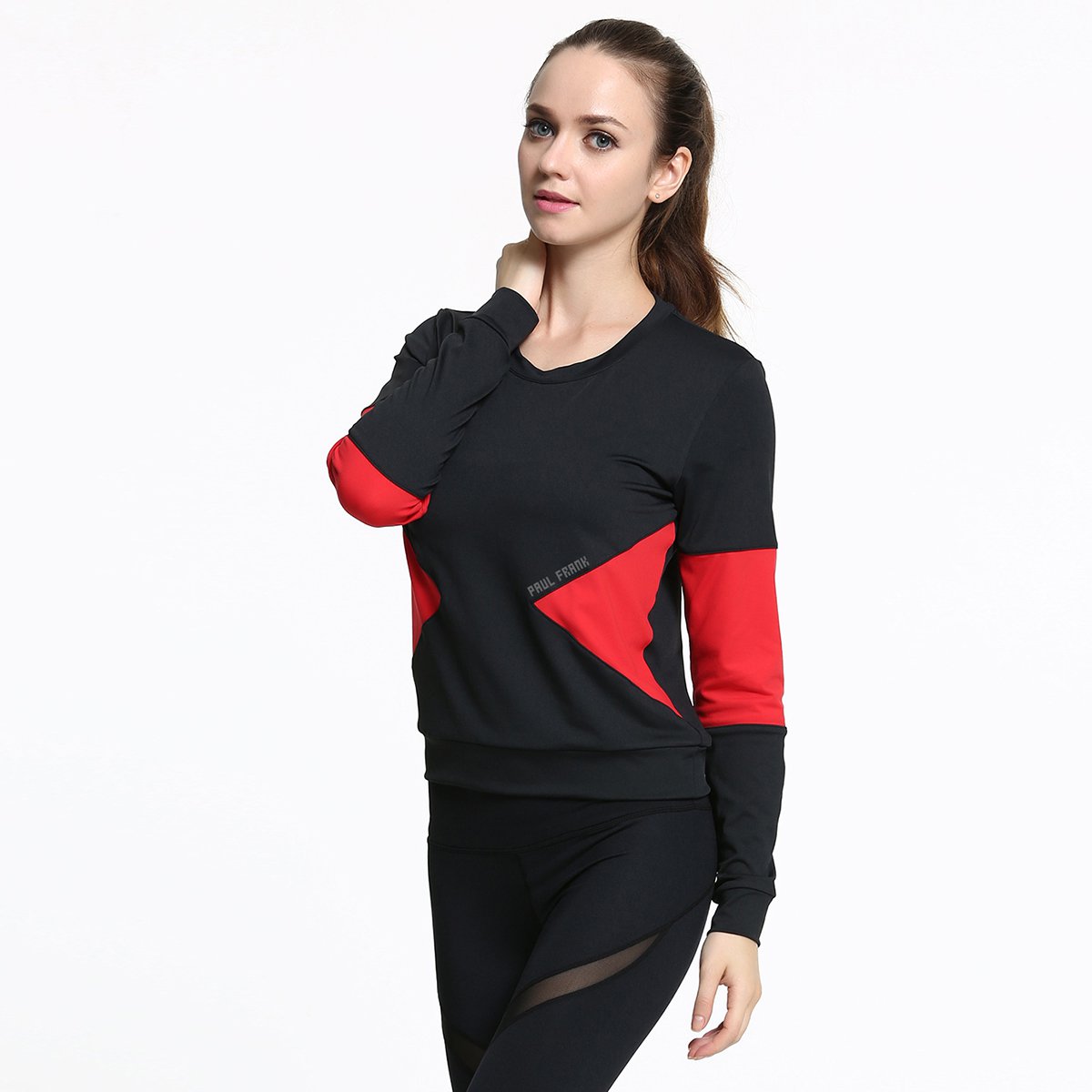 宽松舒适 女士休闲瑜伽服运动上衣长袖健身跑步套头t恤