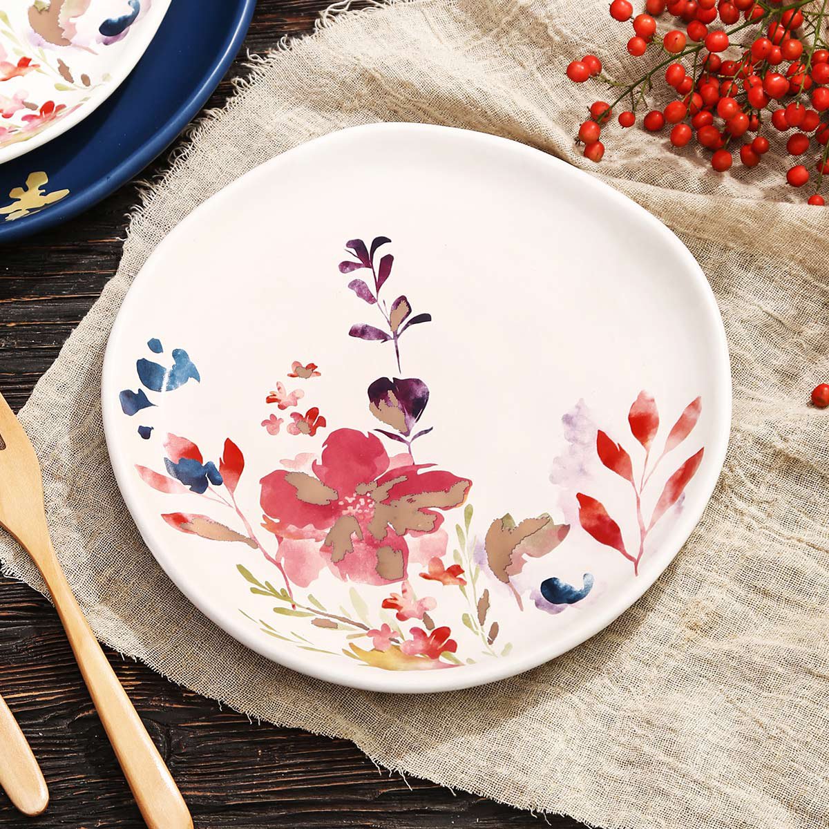 隽美水彩系列陶瓷8寸餐盘盘子