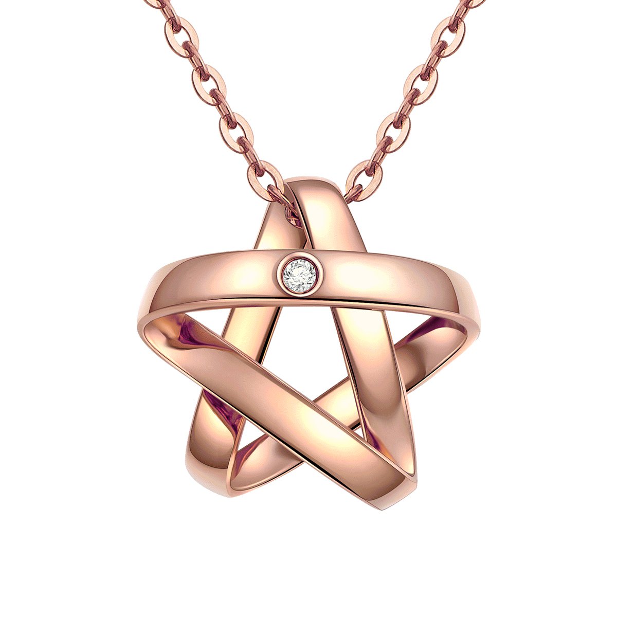 潮宏基梵迪 镶钻星星 18k金钻石吊坠项链女 玫瑰金锁骨链-定价