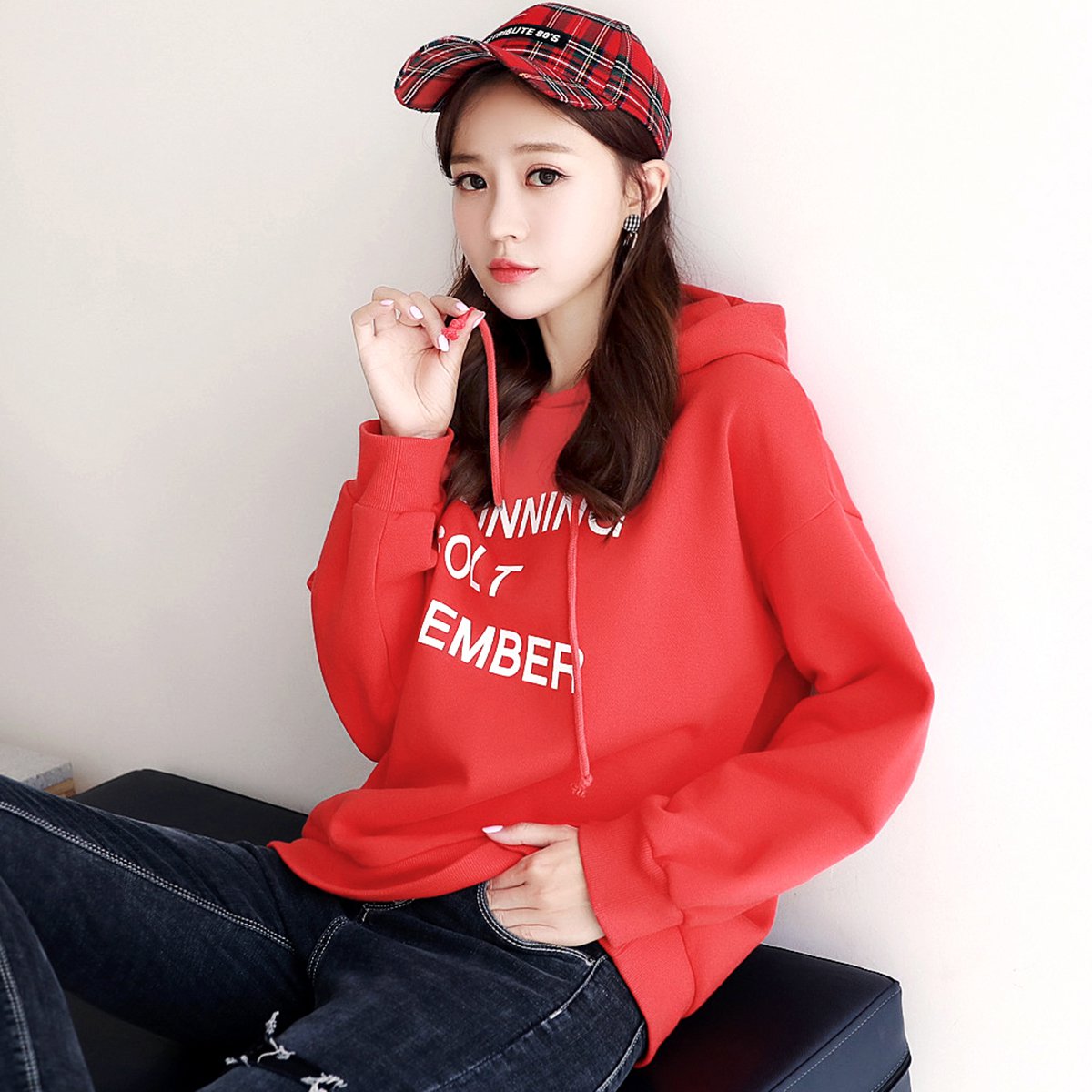 2018秋季新款韩版女装卫衣秋装秋冬通勤时尚撞色字母印花长袖连帽女款