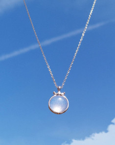 s925纯银魔镜冷淡风水晶项链女韩版锁骨链简约个性学生小清新森系吊坠