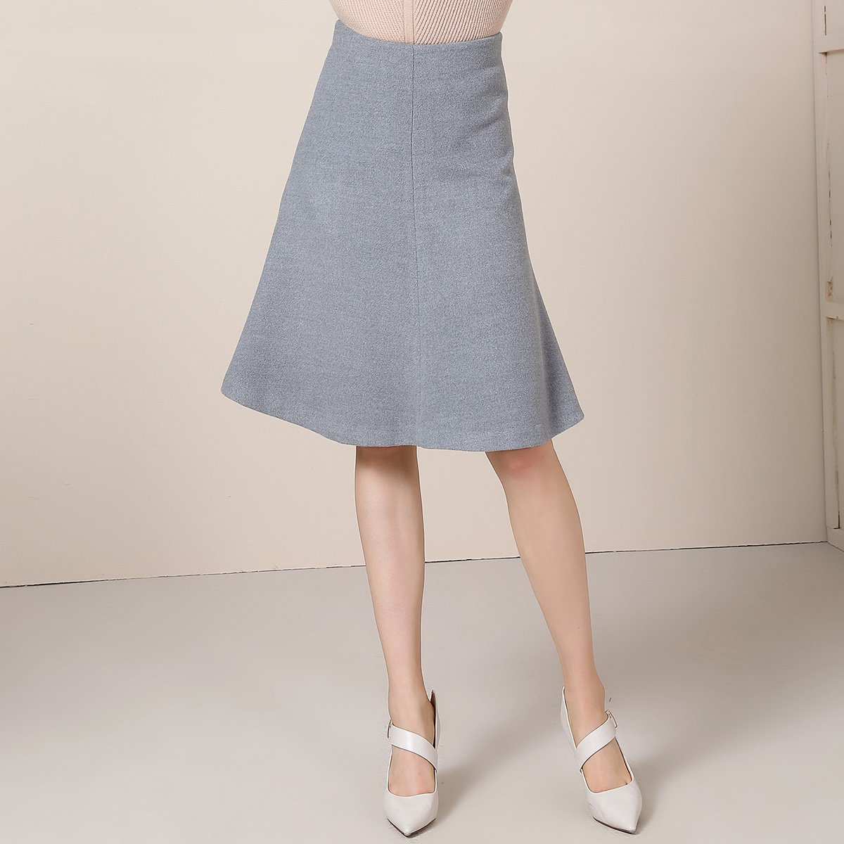 凡琴原创设计简约时尚四片微波浪裙百搭甜美半截裙女