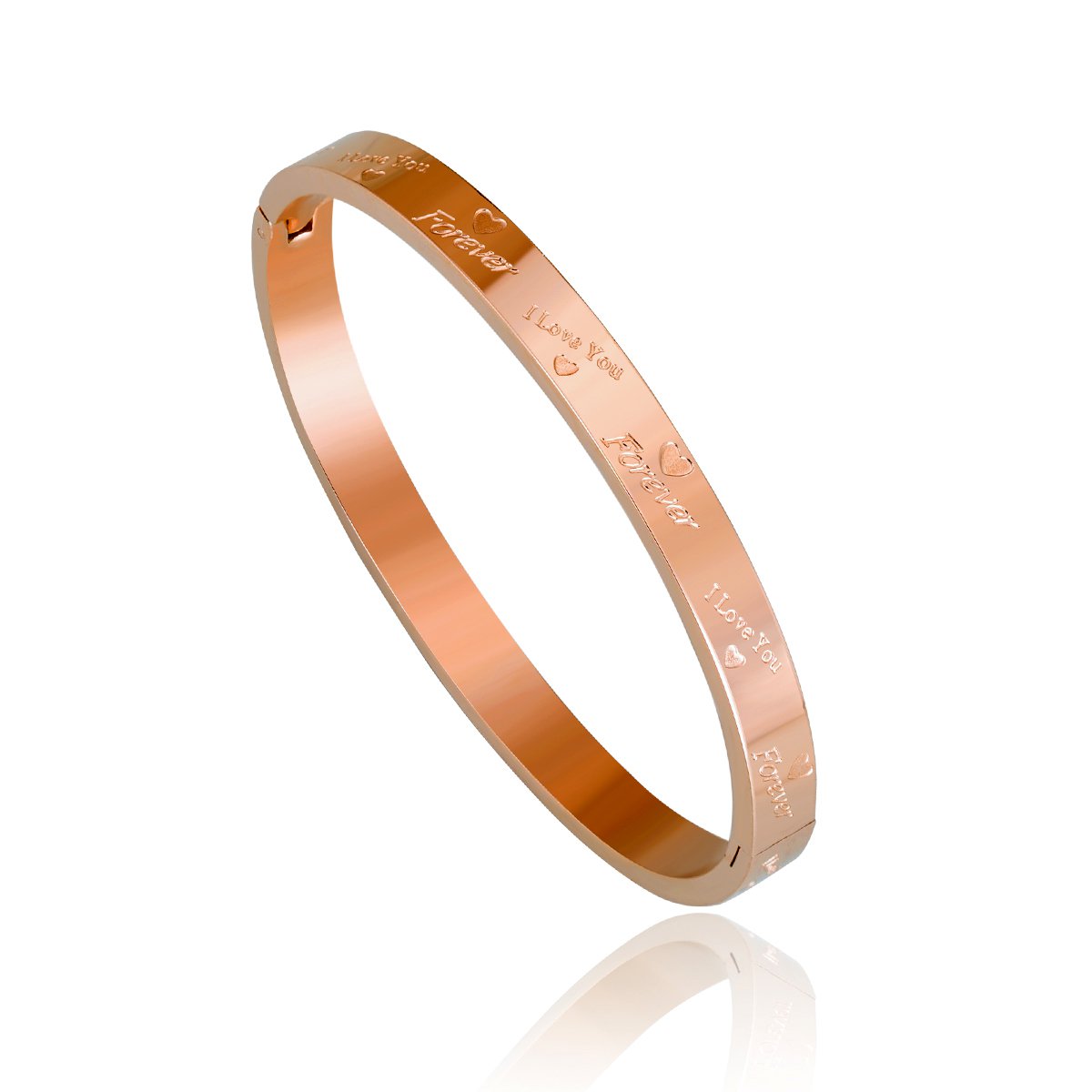朵岚foreverlove日韩简约钛钢玫瑰金字母手镯礼物
