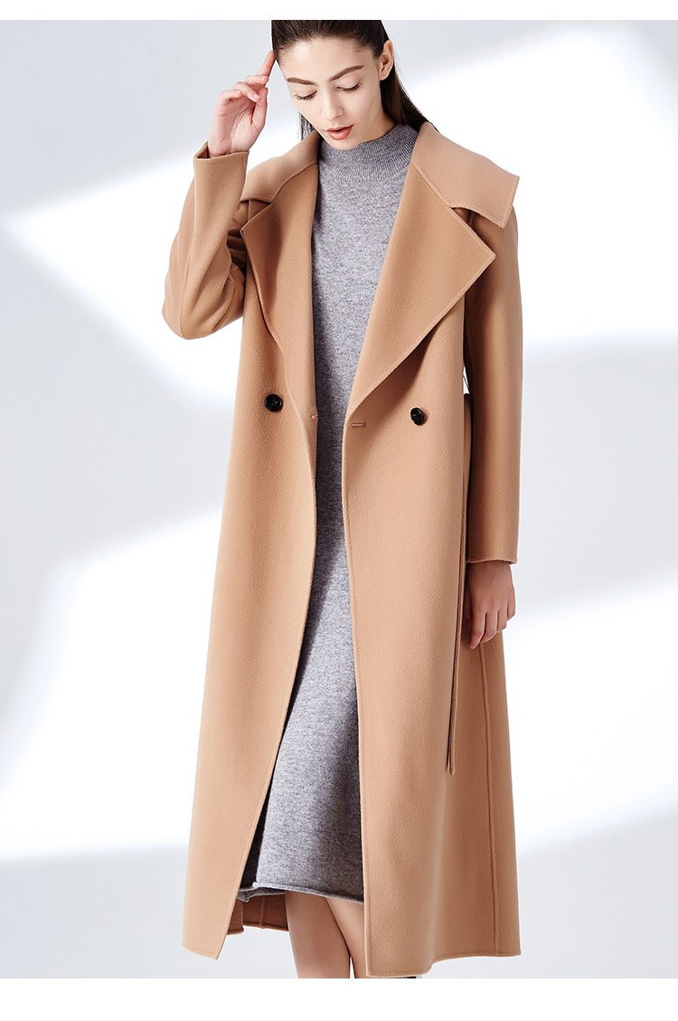 维米莉 / wemely秋冬新款女装双面羊绒大衣时尚修身气质中长款毛呢