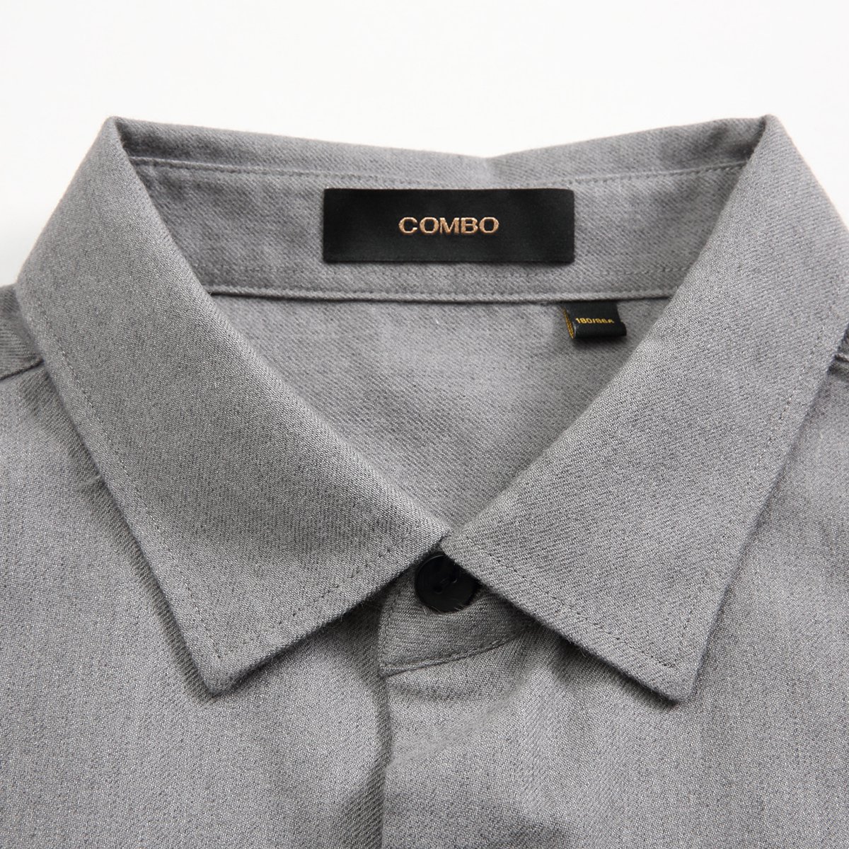 康博combo 2019秋冬新款时尚休闲印花纯棉男士长袖衬衫 灰色 175/92a