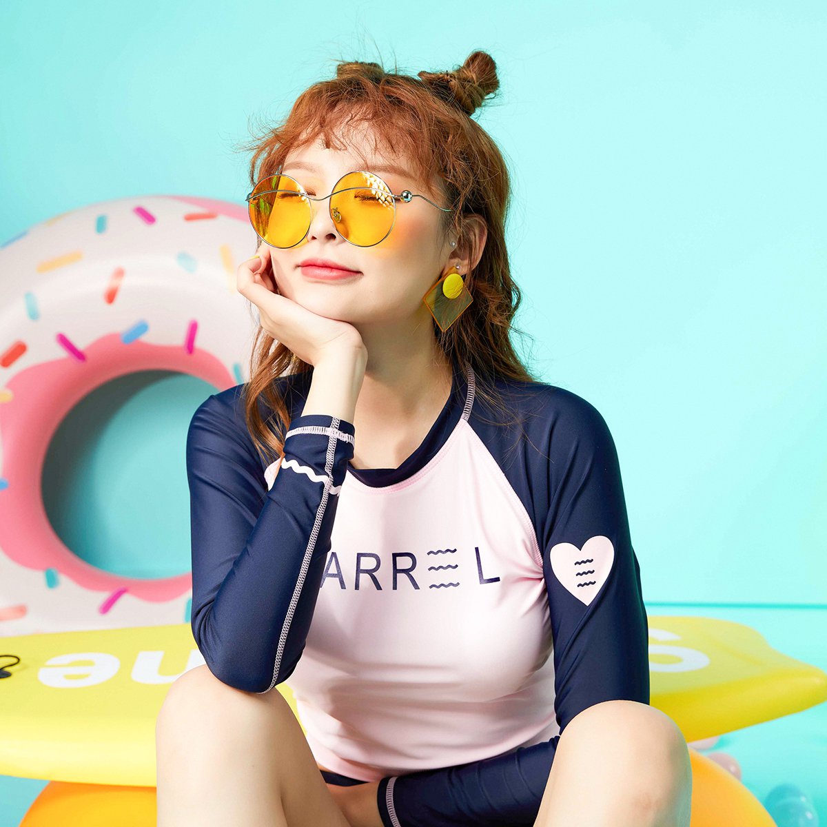 2019夏季新品分体短款三角裤长袖冲浪服潜水防晒泳衣女两件套