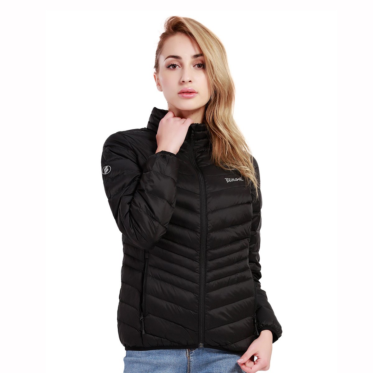 宝美beaume 90%白鹅绒 女款户外羽绒服 保暖轻盈羽绒服抗撕裂 黑色 s